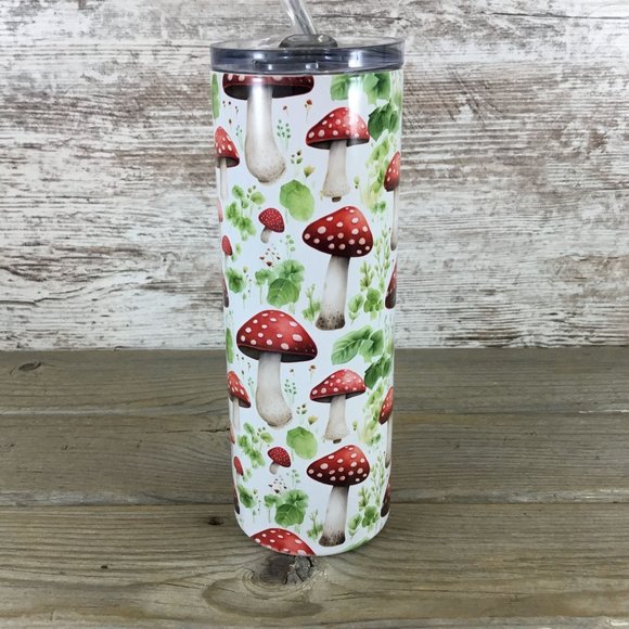 Red and White Mushroom 20 oz Skinny Tumbler - Picture 3 of 5